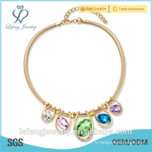 2015 Мода кристалл ювелирные изделия, золото кристалл ожерелье для женщины, сделанные lefeng